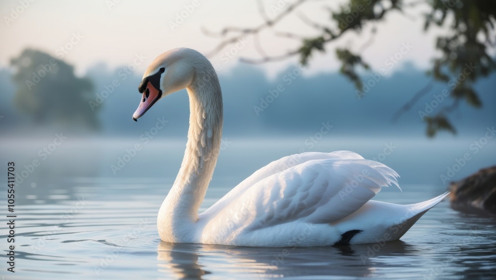 Beautiful swan swimming on the lake Beautiful swan swimming on the lake