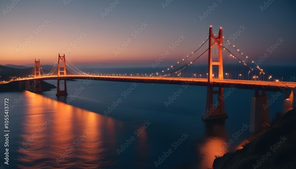 A vibrant sea view showcasing a contemporary bridge A vibrant sea view showcasing a contemporary bridge