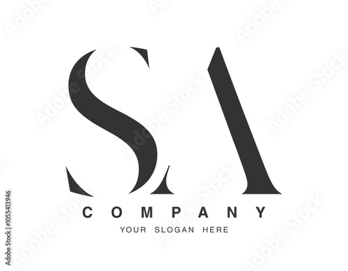 SA logo design. Initial letter s and a serif font style. Creative classic company name typography. Trendy logotype or identity.
