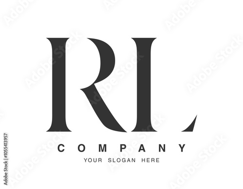 RL logo design. Initial letter r and l serif font style. Creative classic company name typography. Trendy logotype or identity.