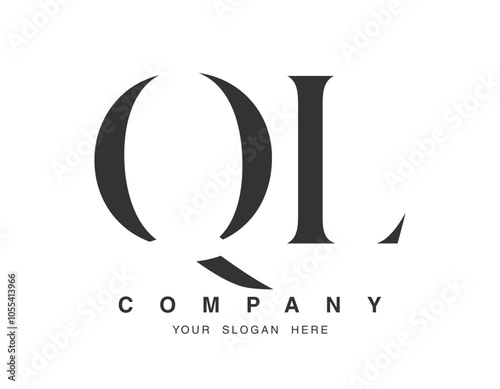 QL logo design. Initial letter q and l serif font style. Creative classic company name typography. Trendy logotype or identity. photo