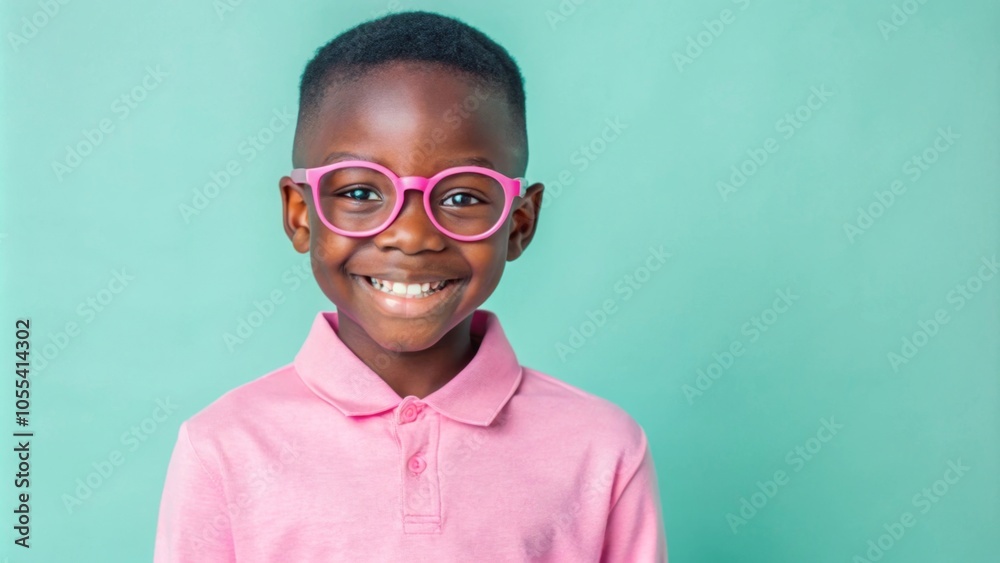African smiling child portrait in glasses taken in studio African smiling child portrait in glasses taken in studio