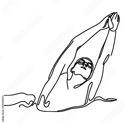 one line drawing man swimming sport vector illustration template design