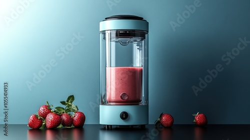 4K mockup of a portable smoothie blender with clear glass container, ultra-HD, clear background
