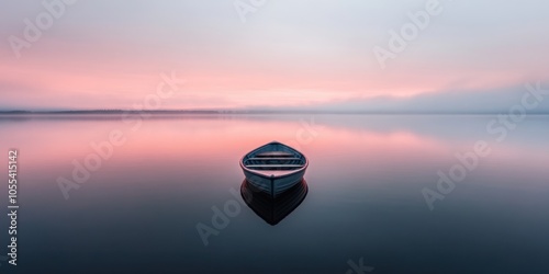 Solitude on tranquil lake at dawn: october serenity for calm reflection