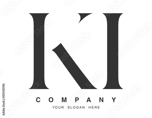 KI logo design. Initial letter k and i serif font style. Creative classic company name typography. Trendy logotype or identity.