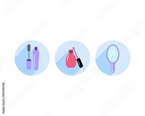 Beauty, Body Care and Cosmetics. Vector Linear Flat Icons and Design Elements