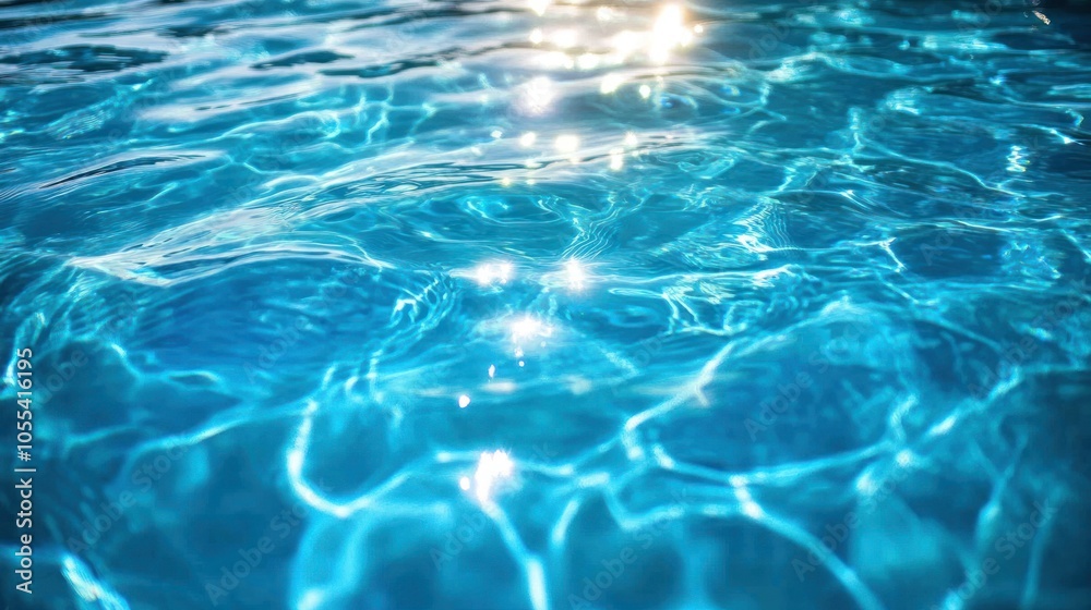 A serene view of crystal-clear swimming pool water, with small ripples forming as light dances across the surface, A serene view of crystal-clear swimming pool water, with small ripples forming as light dances across the surface,