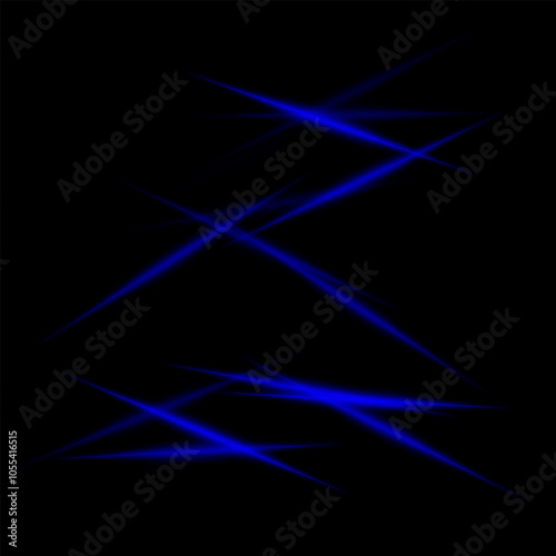 Dynamic intersecting blue laser beams on a dark background, creating an intense and futuristic effect