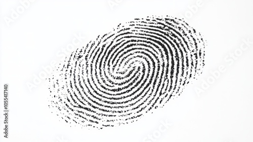 Biometric fingerprint digitally imprinted on a white background,