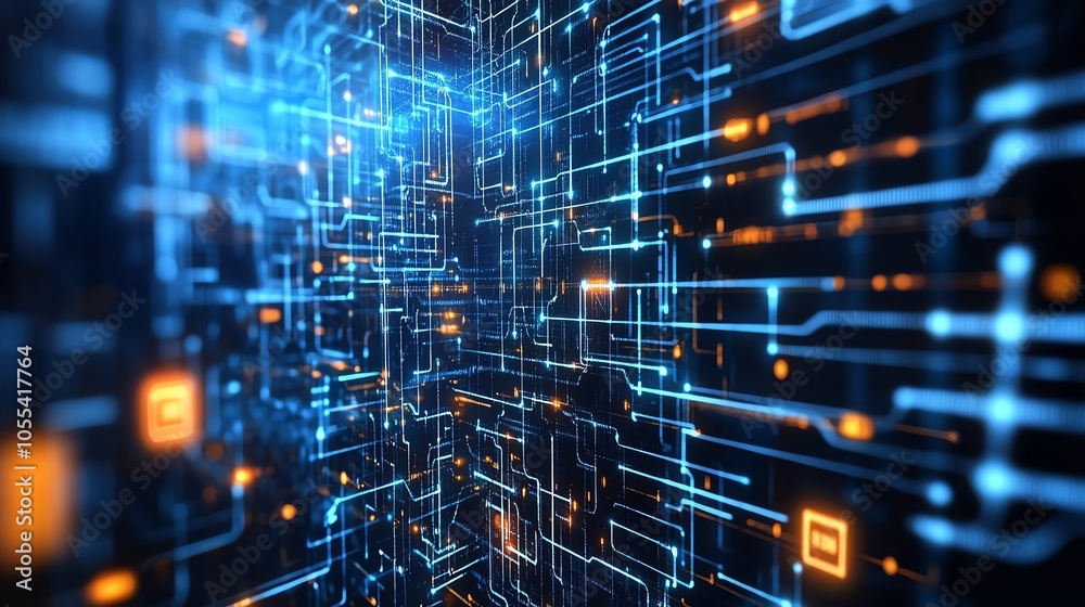 Futuristic digital circuit background with glowing lines and nodes, ideal for tech-related projects. Futuristic digital circuit background with glowing lines and nodes, ideal for tech-related projects.