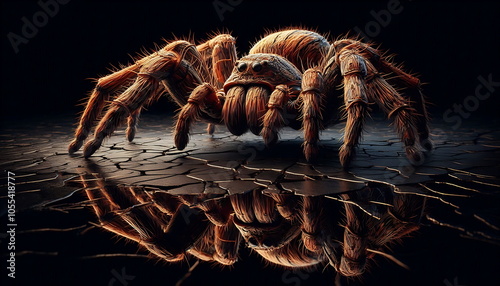 Big , Dangerous Poisonous Spider - Golden , Scary Eight-Legged Insect , Background , Wallpaper  , 3D