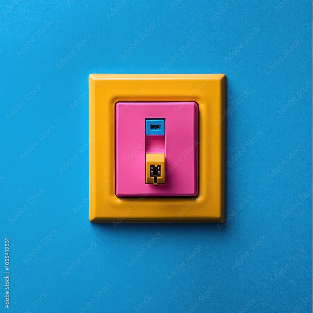 Colorful Electrical Outlet with a Plug Inserted Colorful Electrical Outlet with a Plug Inserted
