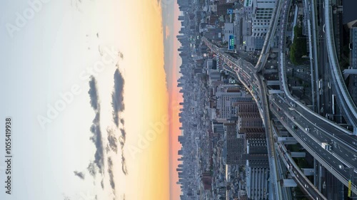 東大阪市から眺める大阪市内の夕景から夜景