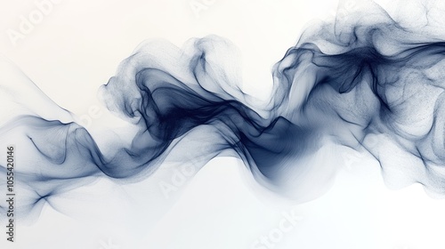 Abstract blue smoke wave pattern on white background