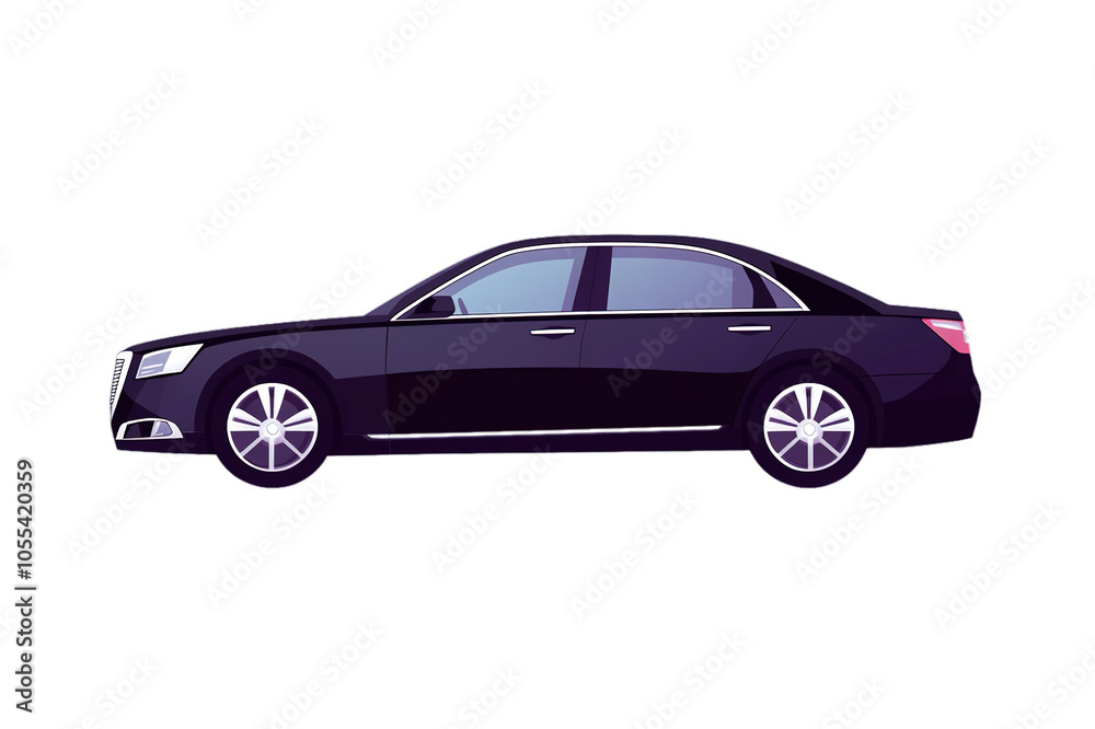 Fototapeta premium Side view of purple sedan, digital design with clean lines.