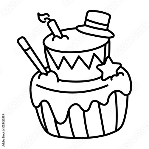 A hand drawn icon of festive cake 

