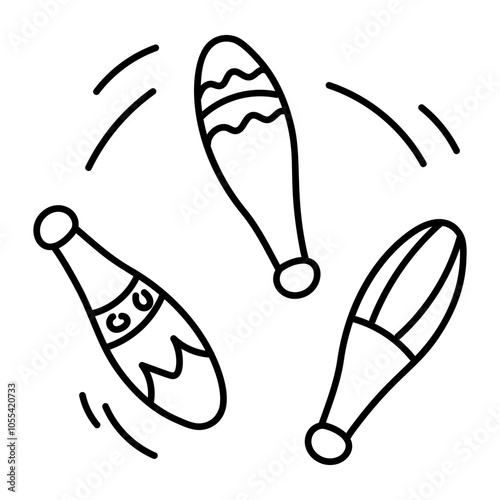 Juggling pins icon in hand drawn style 

