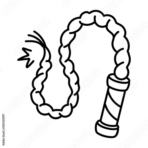 Ringmaster whip icon in hand drawn style 

