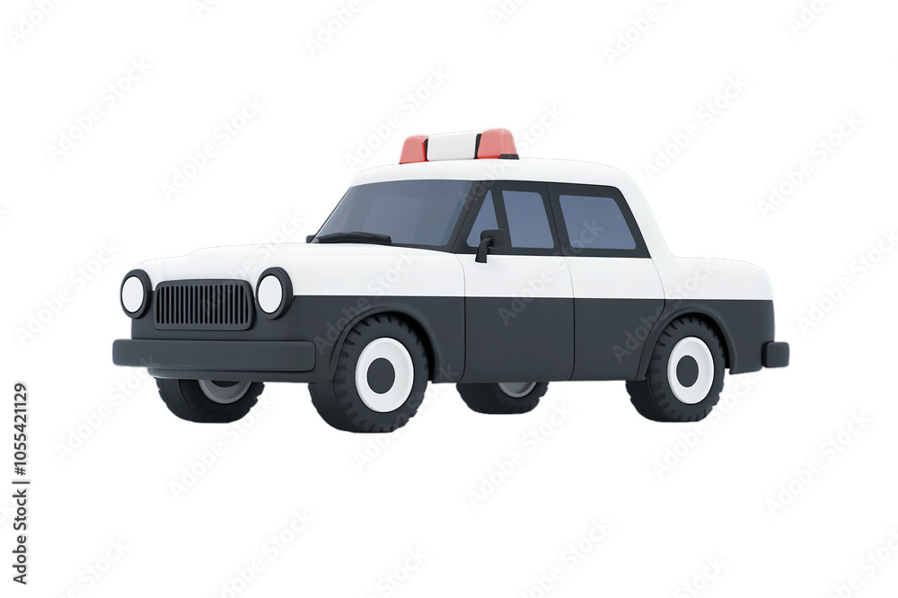 Obraz premium Vintage police car in 3D on transparent background, side view.
