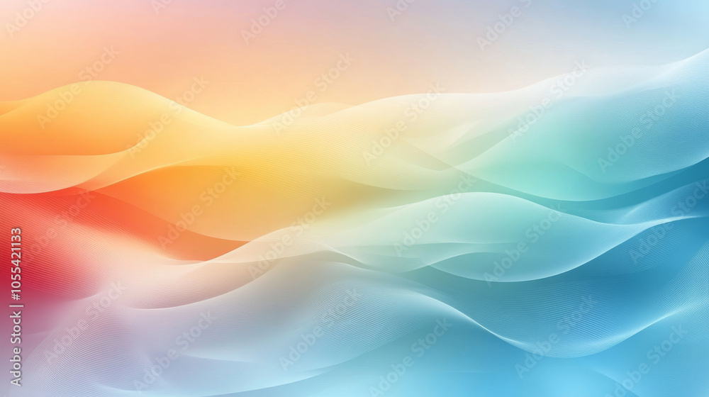 Colorful abstract waves create serene digital background ideal for modern design. Colorful abstract waves create serene digital background ideal for modern design.
