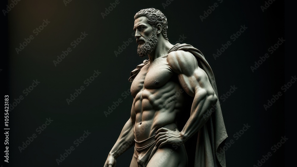 Artistic portrayal of a heroic male figure in relief, shown with a banner stoic background, blending classical aesthetics with a minimalist tone. Artistic portrayal of a heroic male figure in relief, shown with a banner stoic background, blending classical aesthetics with a minimalist tone.