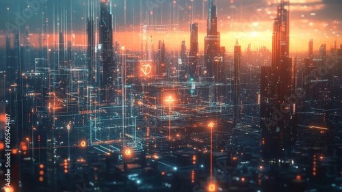 the visual accompanying the article, picture a futuristic digital energy grid spread across a cityscape. The image features a network of glowing, AI Generative