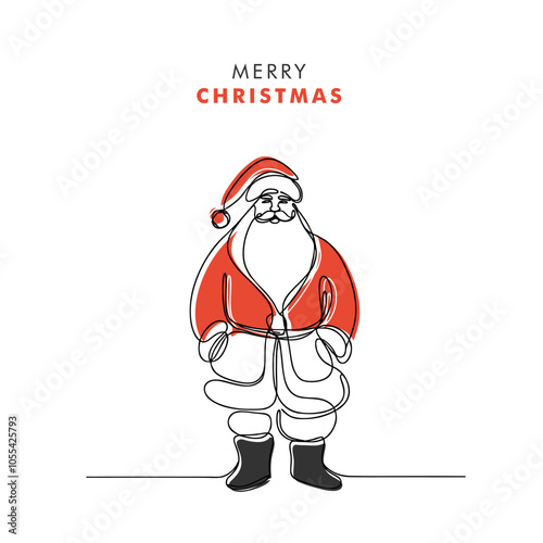 Santa Clause Creative Continuous Line Art Vector for Christmas Greeting 2024