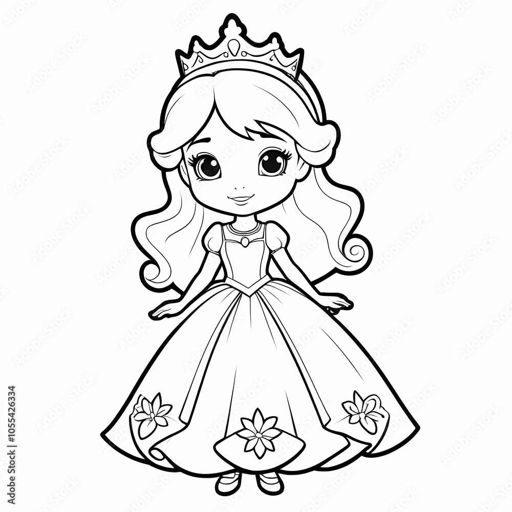 Cartoon Princess Silhouette - Coloring Page Cartoon Princess Silhouette - Coloring Page