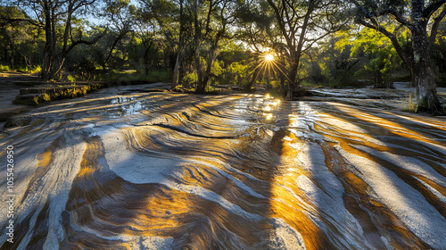 Natural Landscape Featuring Geological Context of Sphalerite Deposits with Sun Rays Illuminating the Scene photo