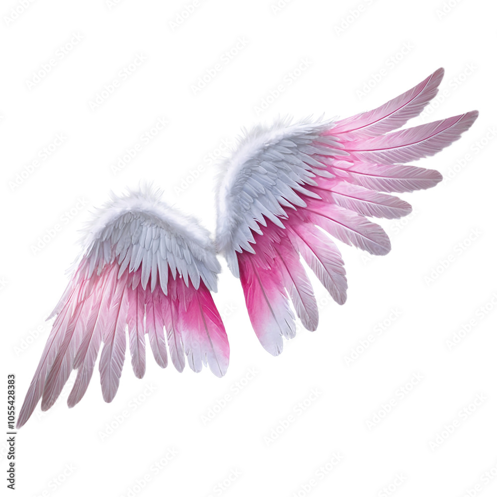 Naklejka premium Elegant Pink Angel Wings Design for Creative Projects on Transparent Background