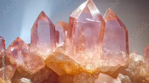 Magnificent Poudretteite Crystal in Natural Setting Exhibiting Intricate Details and a Sparkling Pink Hue photo