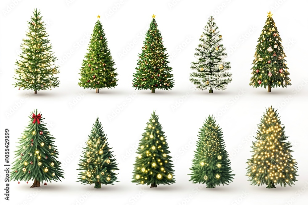 Obraz premium Variety of decorated Christmas trees