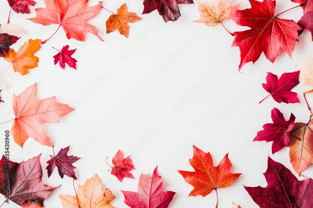 Autumn leaves isolated cutout bottom of frame