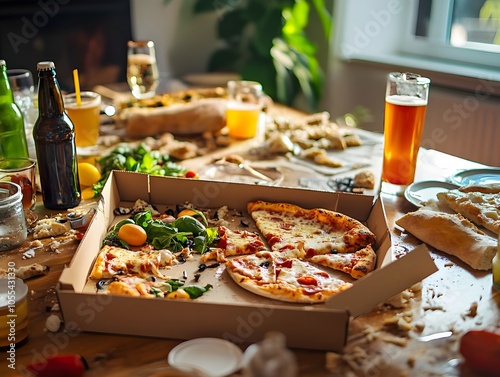 Pizza Party Leftovers on Table