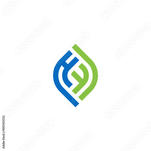 creative Letter HF monogram nature healh leaf logo design.

