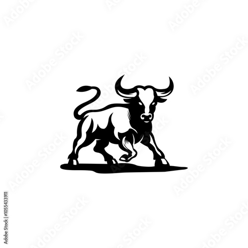 Vector of a bull on a white background. Animals.
