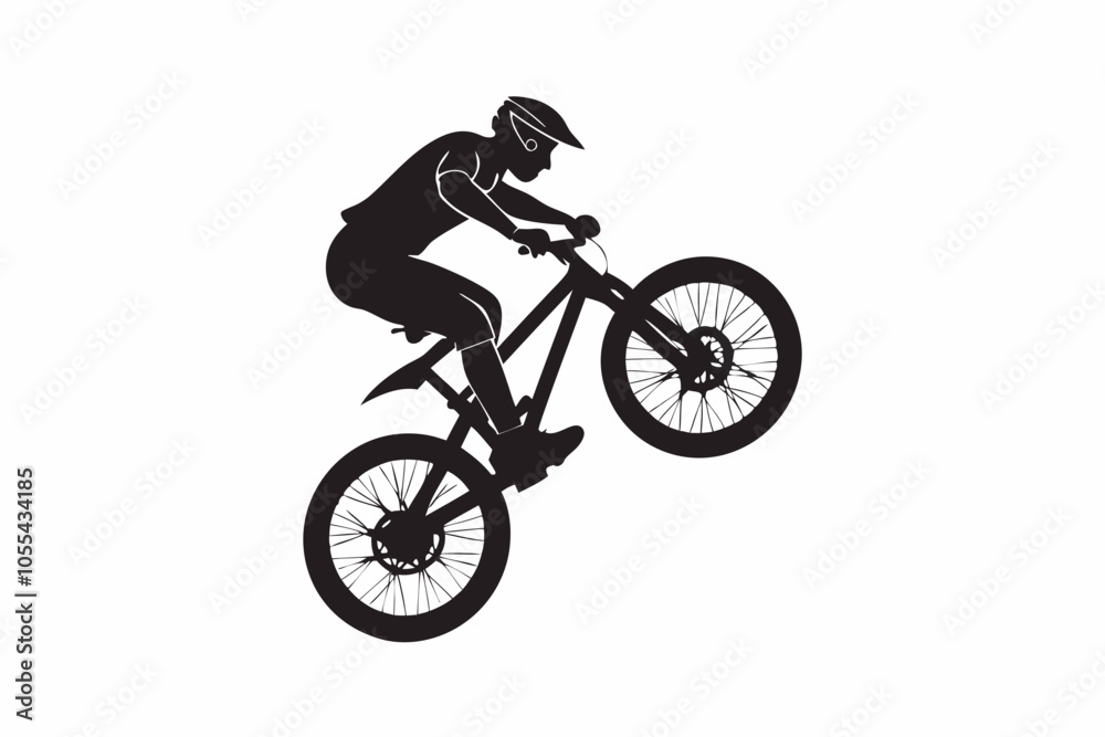 Mountain Biker Trick Silhouette Vector Mountain Biker Trick Silhouette Vector