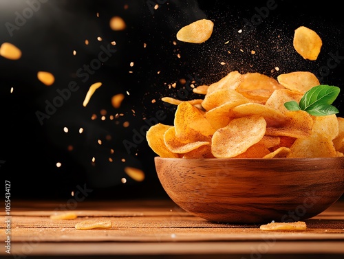 Airfried apple chips dusted with cinnamon, healthy and naturally sweet snack option photo