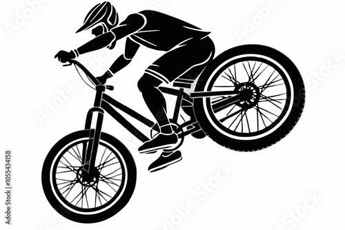 Mountain Biker Trick Silhouette Vector