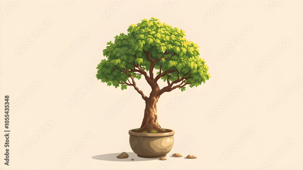 Bonsai tree in pot illustration. Generative AI Bonsai tree in pot illustration. Generative AI