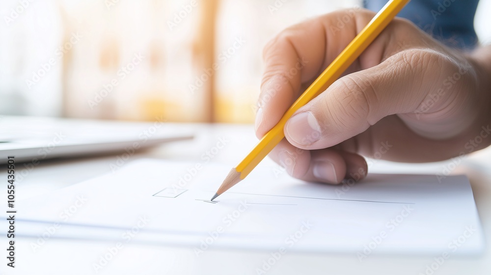 Close-up of a hand writing on paper with a pencil, symbolizing creativity and focus, with a warm, blurred background. Close-up of a hand writing on paper with a pencil, symbolizing creativity and focus, with a warm, blurred background.