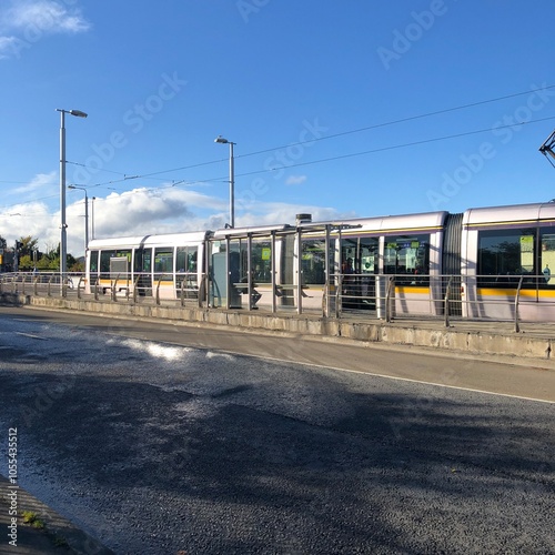 Photography Modern Tram at Dublin Station on a Sunny Day - Urban Transport in Ireland