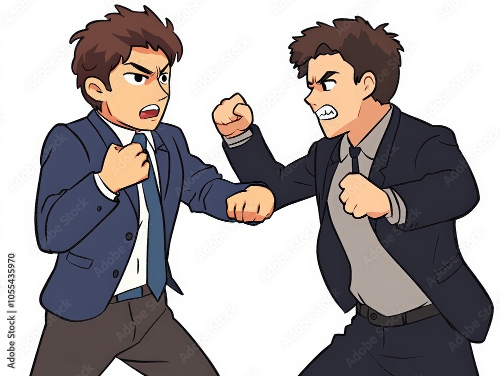 Cartoon men in suit having a heated argument Cartoon men in suit having a heated argument