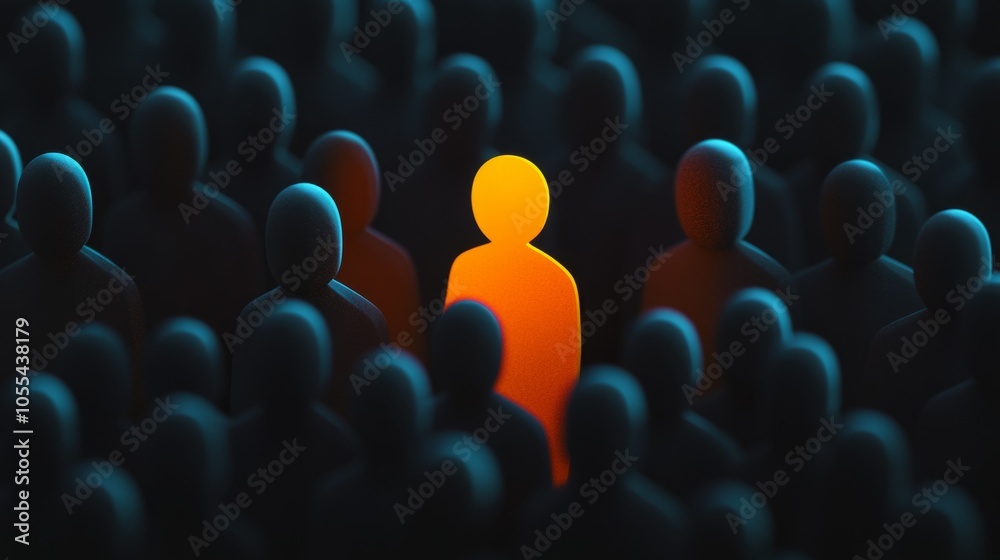 Obraz premium A group of people with one person standing out in the middle
