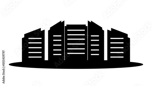 city ​​silhouette with tall black buildings