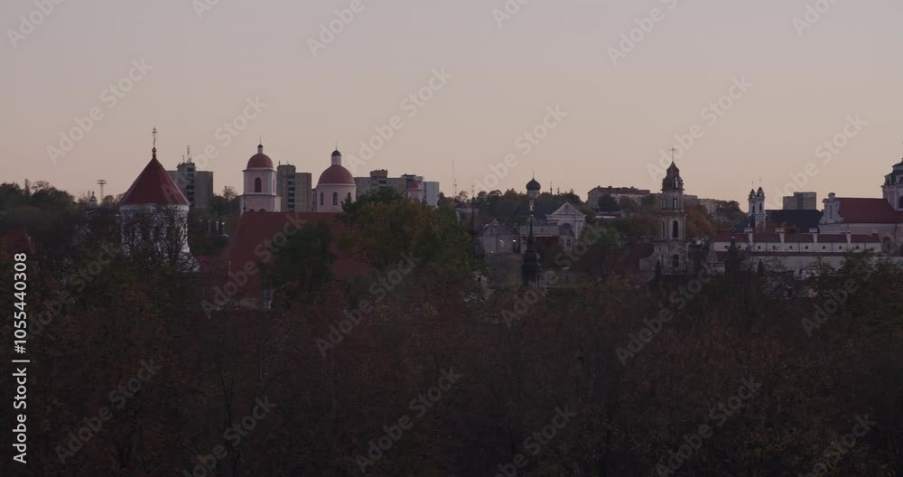 Panoramic view of Vilnius old town in the evening Panoramic view of Vilnius old town in the evening