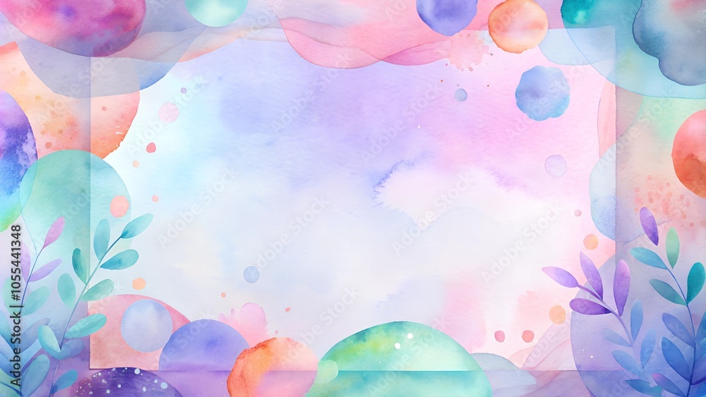 Modern Abstract Watercolor Frame in Muted Pastels with Copy Space Modern Abstract Watercolor Frame in Muted Pastels with Copy Space