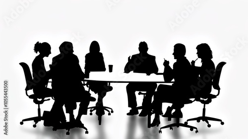 Business meeting with a simple white background showcases professionalism and focus. A clean and elegant setting for important discussions and decision-making