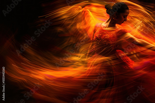 spanish flamenco dancer. long exposure